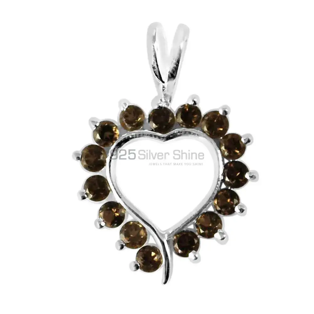 Best Price Solid Sterling Silver Handmade Pendants In Smokey Gemstone Jewelry 925SP238-4_0