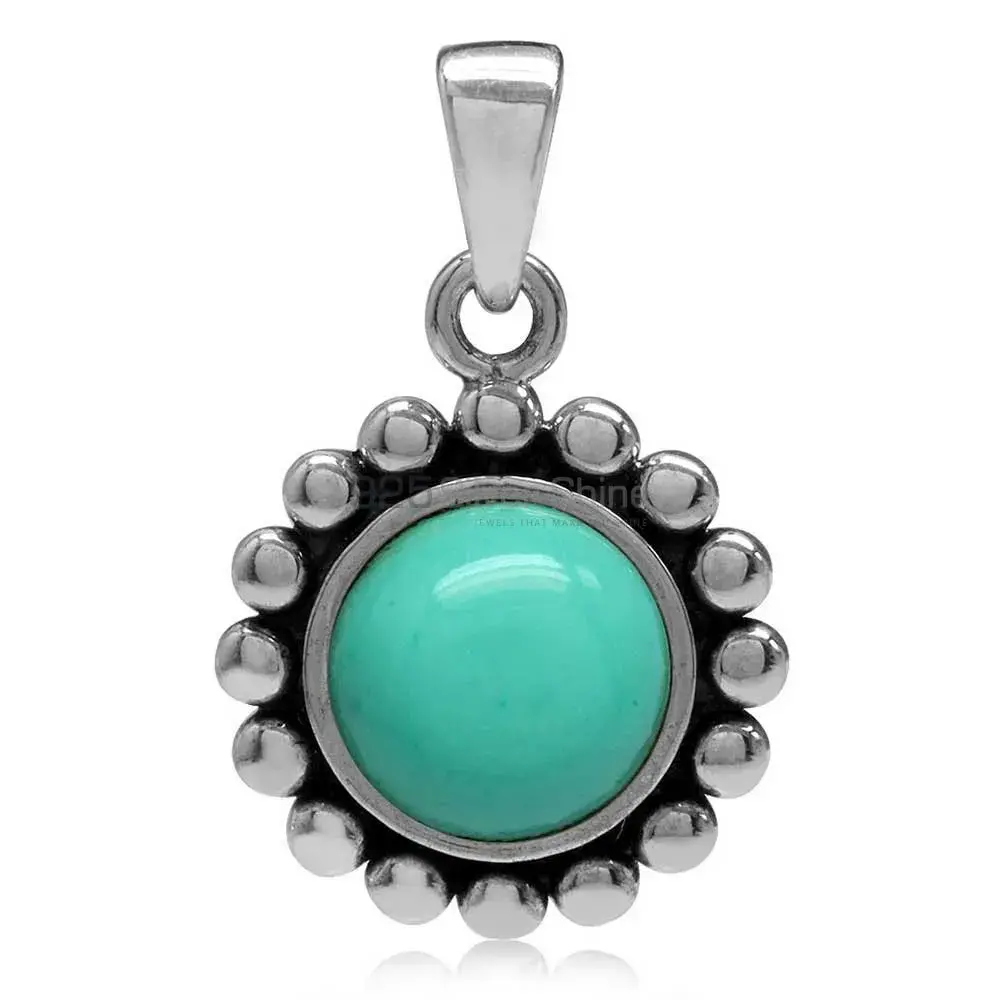 Solid Sterling Silver Handmade Pendants In Turquoise Gemstone Jewelry 925SP02-4_0