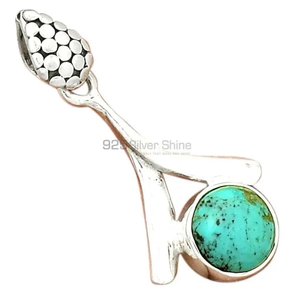 Turquoise Gemstone Pendants In 925 Fine Silver Jewelry 925SP45-2