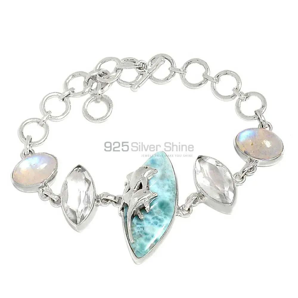 Best Quality 925 Fine Silver Bracelets Suppliers In Larimar-Crystal-Rainbow Gemstone Jewelry 925SB302-4