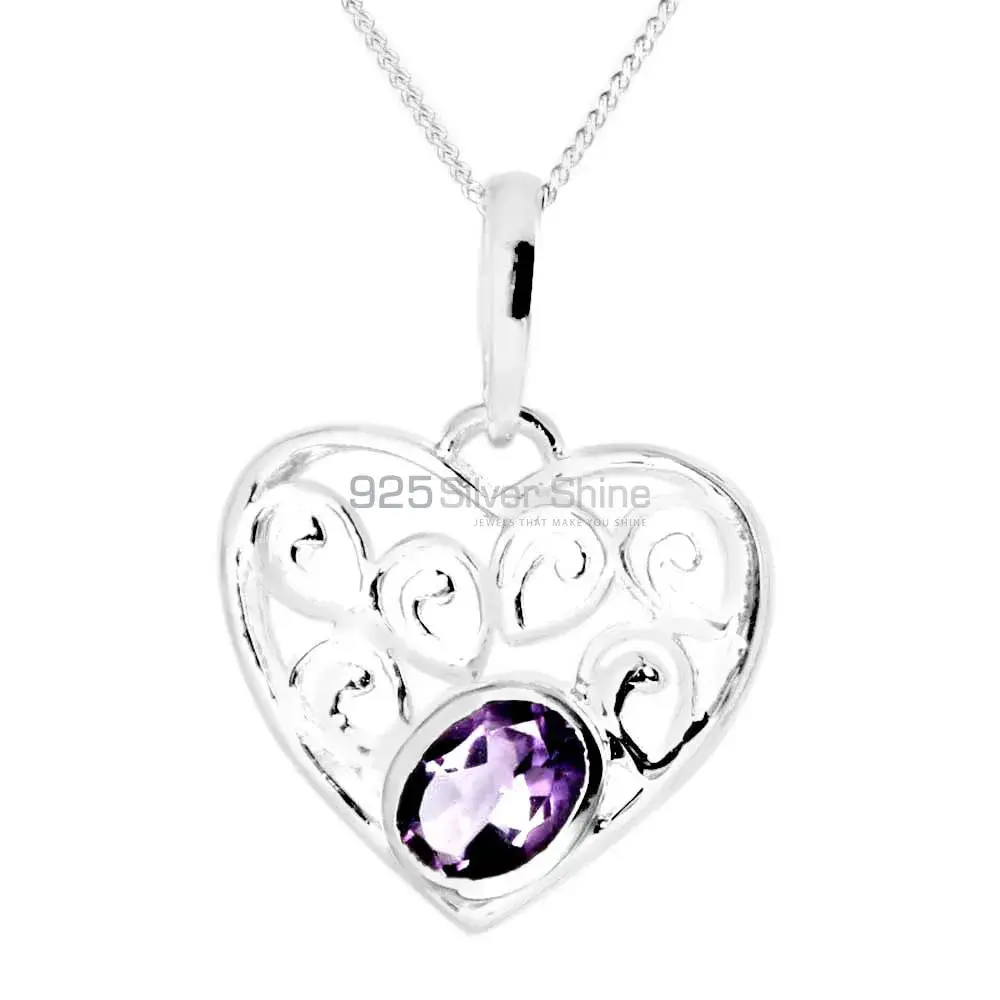 925 Fine Silver Pendants In Amethyst Gemstone Jewelry 925SP222-7