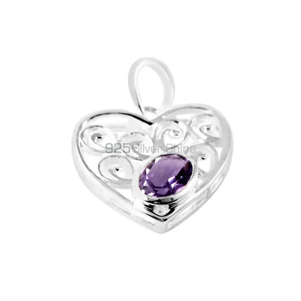 925 Fine Silver Pendants In Amethyst Gemstone Jewelry 925SP222-7_0