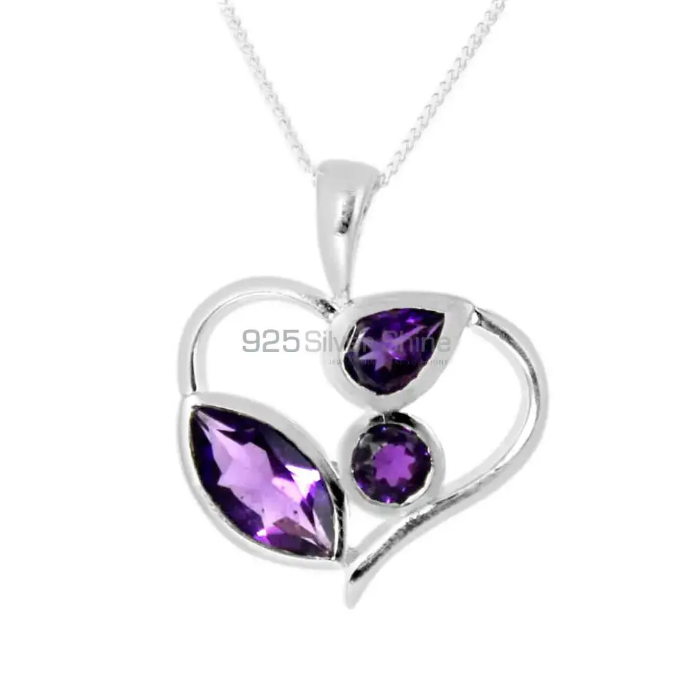 925 Fine Silver Pendants In Amethyst Gemstone Jewelry 925SP229-8_0