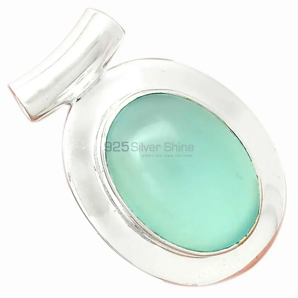 925 Fine Silver Pendants In Aqua Chalcedony Gemstone Jewelry 925SP152_0