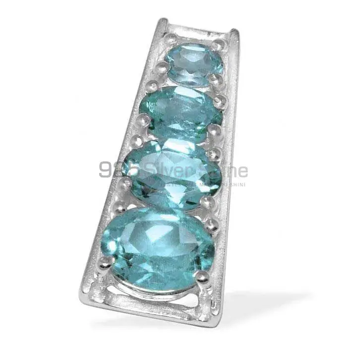 Best Quality 925 Fine Silver Pendants Suppliers In Blue Topaz Gemstone Jewelry 925SP1425