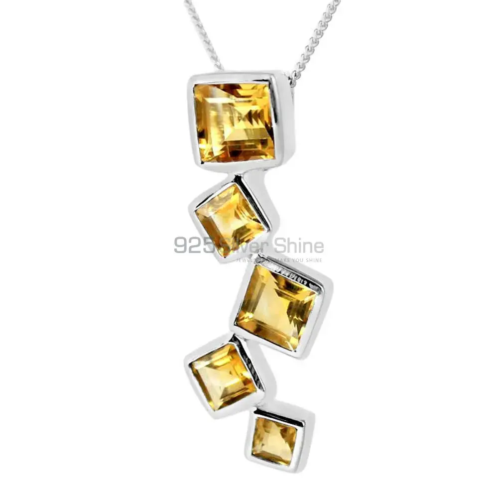 Best Quality 925 Fine Silver Pendants Suppliers In Citrine Gemstone Jewelry 925SP246-6