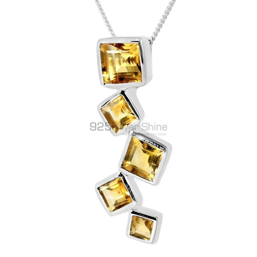 925 Fine Silver Pendants In Citrine Gemstone Jewelry 925SP246-6_0