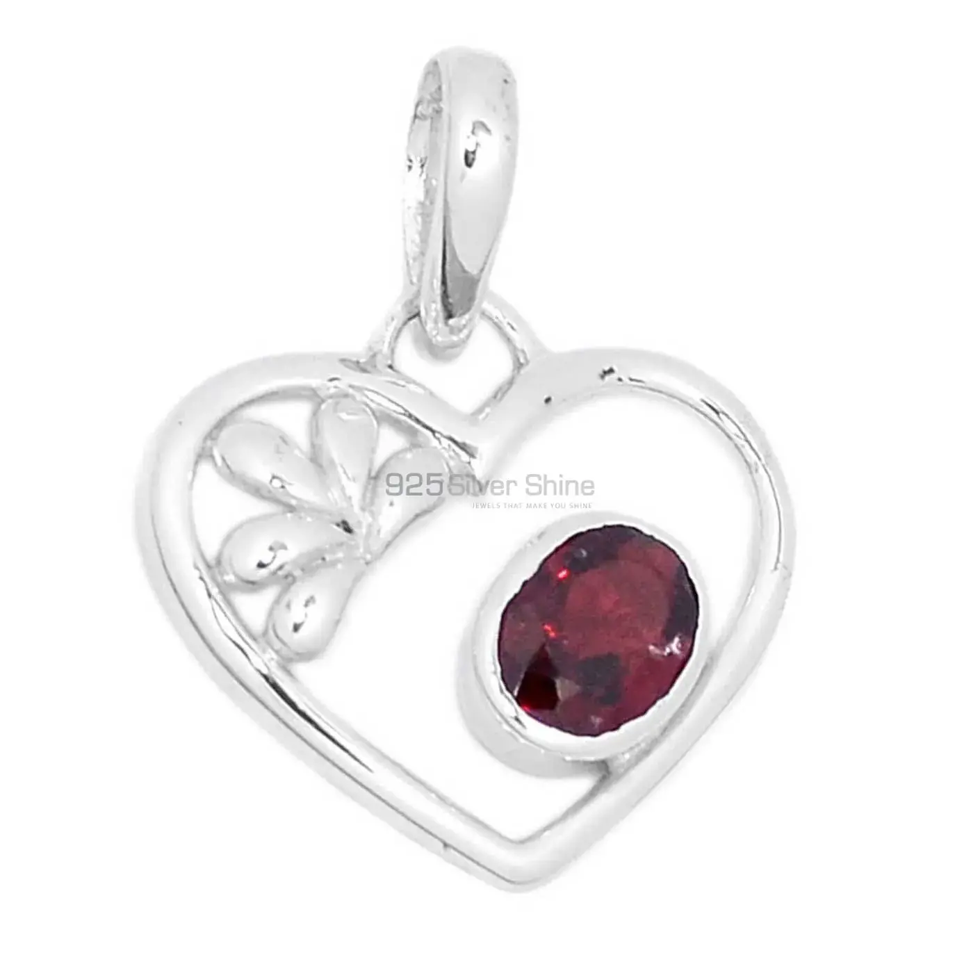 925 Fine Silver Pendants In Garnet Gemstone Jewelry 925SP278-4_0