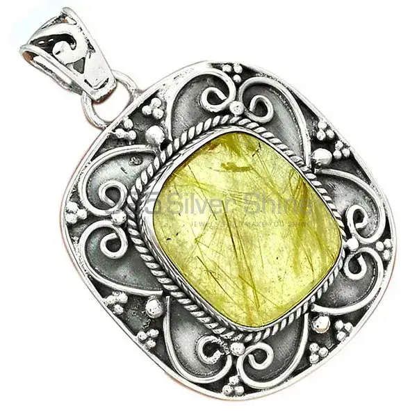 925 Fine Silver Pendants In Golden Rutile Gemstone Jewelry 925SP46-6_0