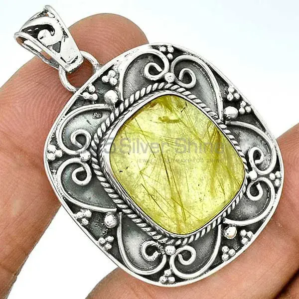 925 Fine Silver Pendants In Golden Rutile Gemstone Jewelry 925SP46-6_1