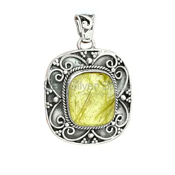 Best Quality 925 Fine Silver Pendants Suppliers In Golden Rutile Gemstone Jewelry 925SP46-6_1