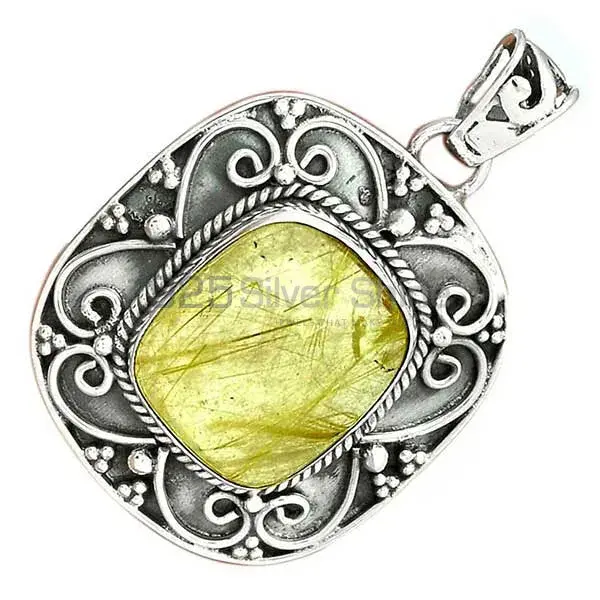 Best Quality 925 Fine Silver Pendants Suppliers In Golden Rutile Gemstone Jewelry 925SP46-6_2