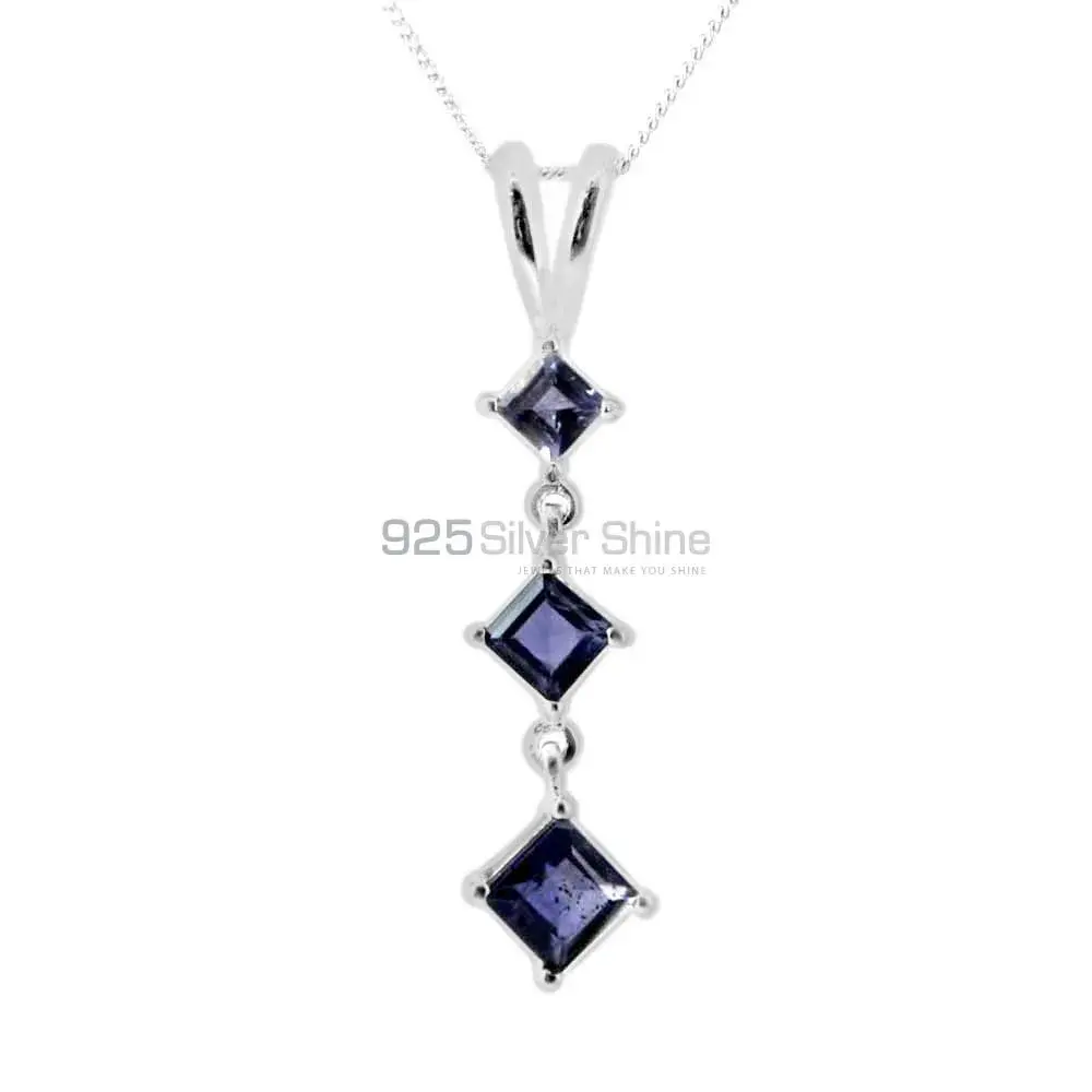 Best Quality 925 Fine Silver Pendants Suppliers In Iolite Gemstone Jewelry 925SP214-2
