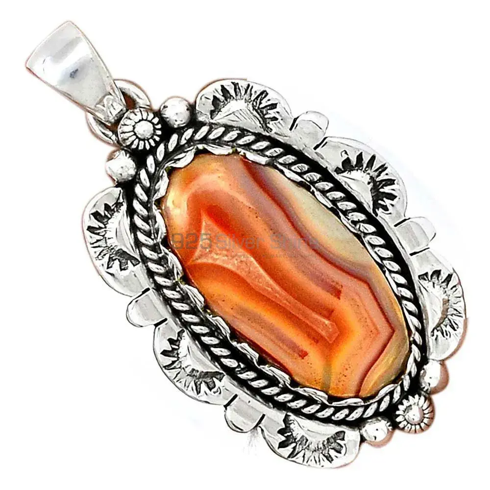 925 Fine Silver Pendants In Lake Superior Agate Gemstone Jewelry 925SP086-4_0