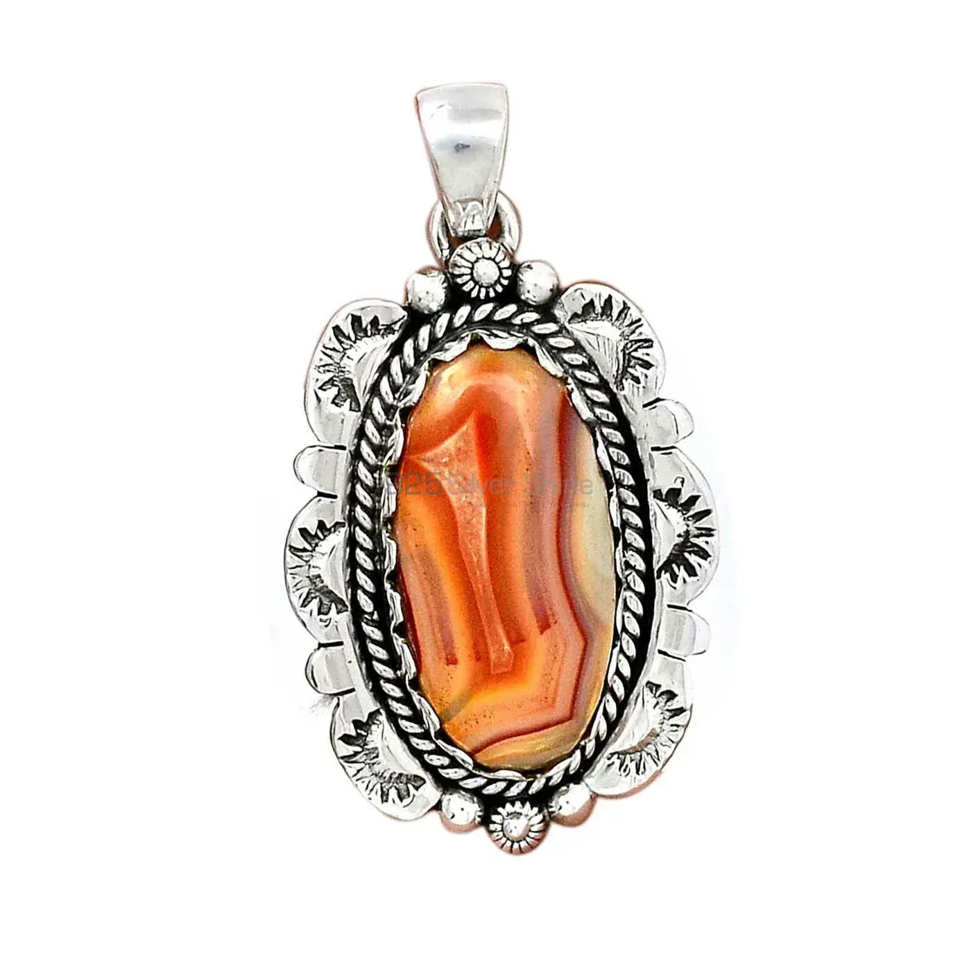 925 Fine Silver Pendants In Lake Superior Agate Gemstone Jewelry 925SP086-4_2