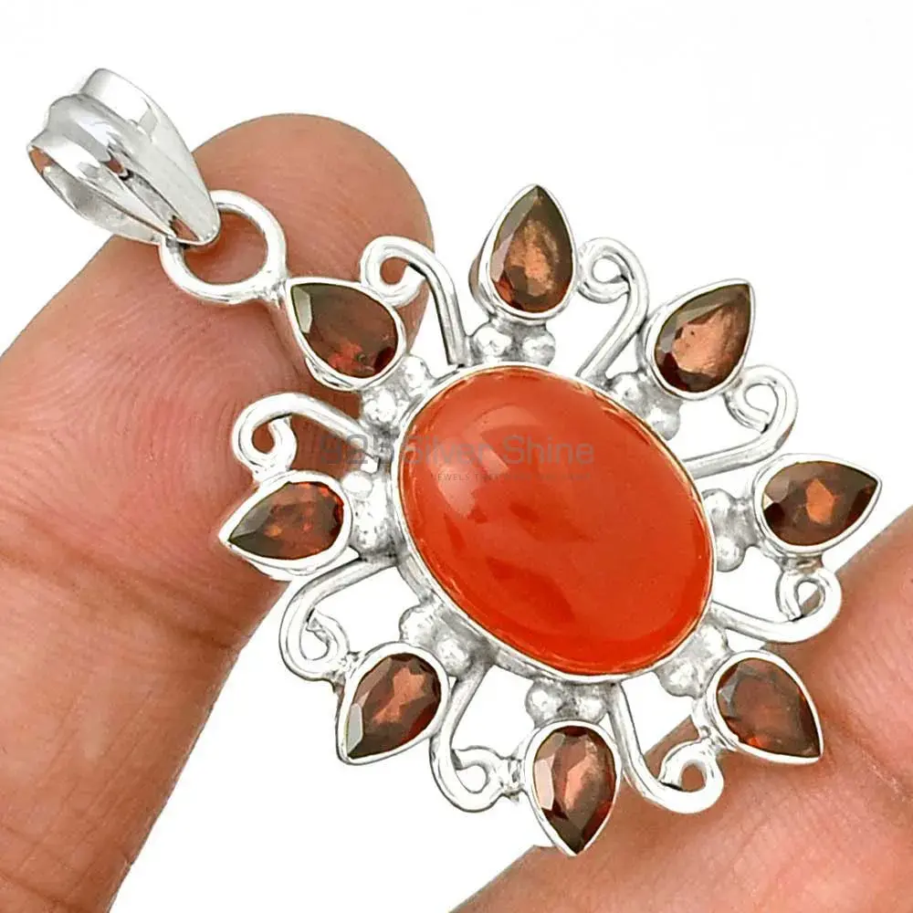 925 Fine Silver Pendants In Multi Gemstone Jewelry 925SP074-2_1