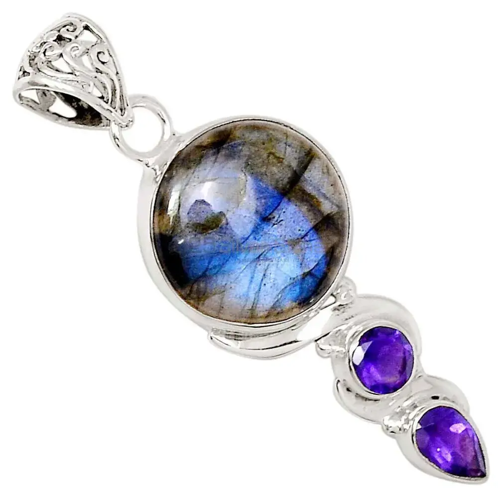 925 Fine Silver Pendants In Multi Gemstone Jewelry 925SP108-1