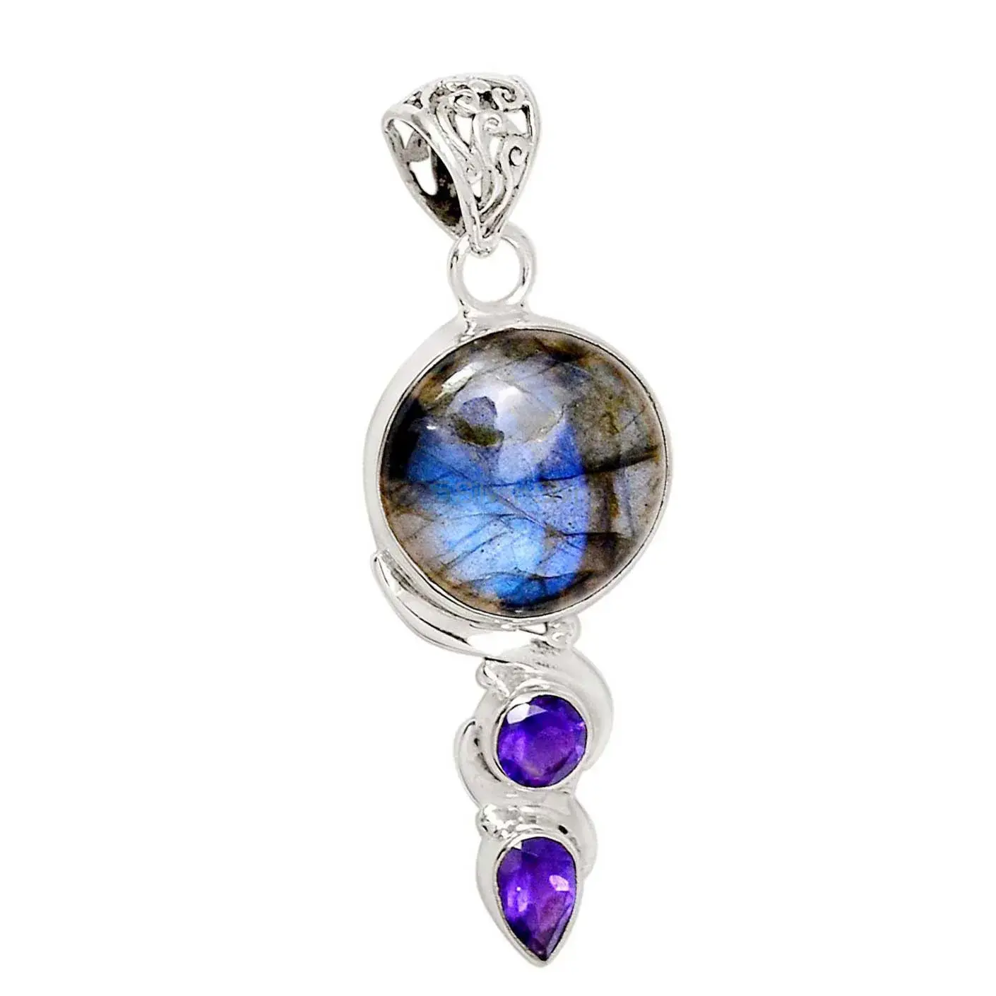 925 Fine Silver Pendants In Multi Gemstone Jewelry 925SP108-1_0