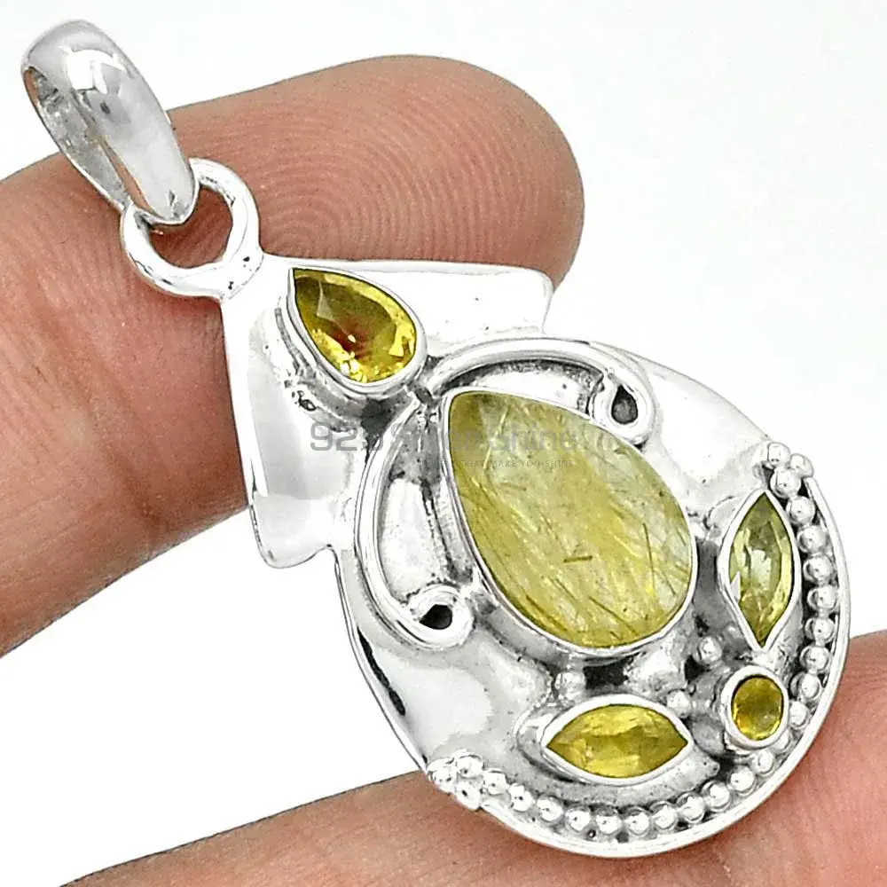 925 Fine Silver Pendants In Multi Gemstone Jewelry 925SP21-1_1