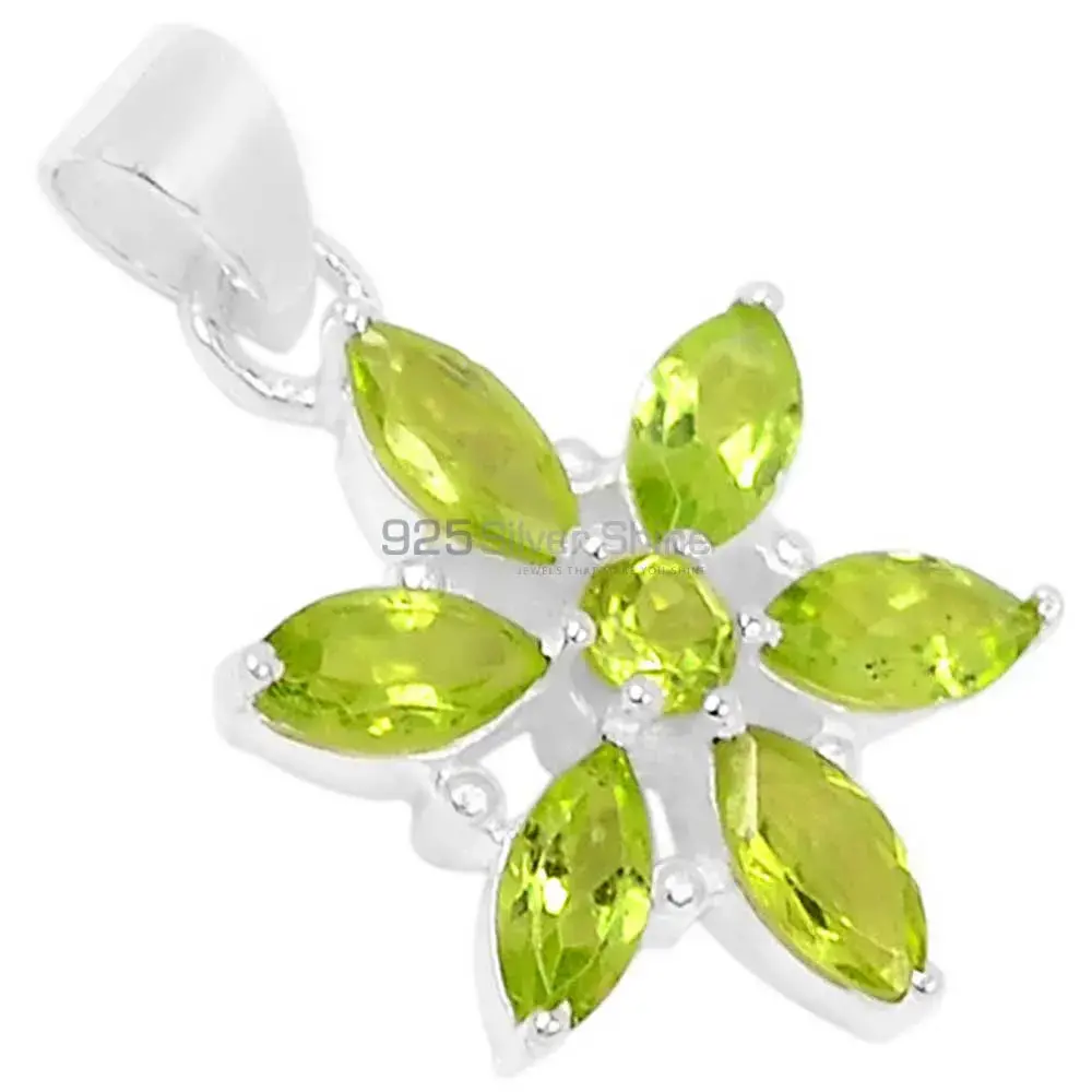 925 Fine Silver Pendants In Peridot Gemstone Jewelry 925SSP313-5_0