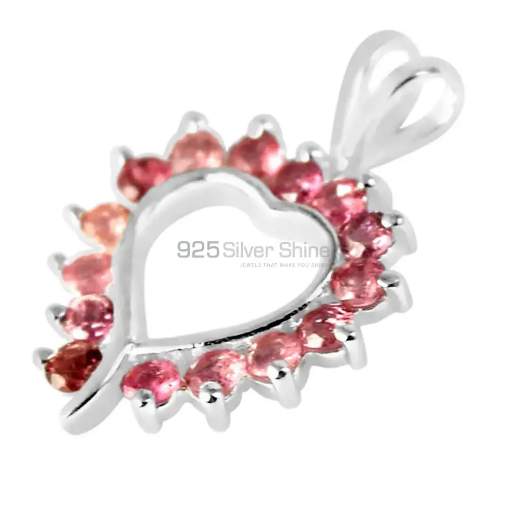 925 Fine Silver Pendants In Pink Tourmaline Gemstone Jewelry 925SP238-7_0