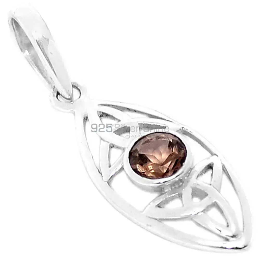 Best Quality 925 Fine Silver Pendants Suppliers In Smokey Gemstone Jewelry 925SP290-2