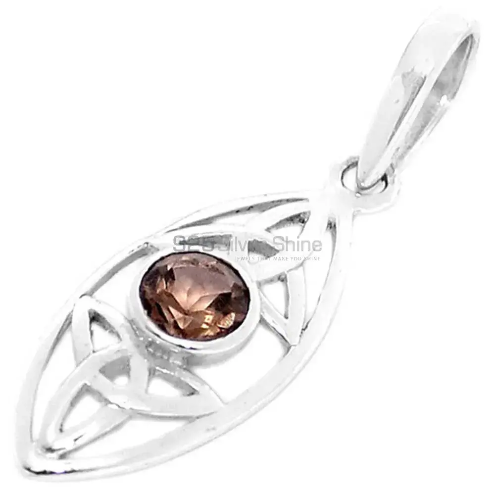 925 Fine Silver Pendants In Smokey Gemstone Jewelry 925SP290-2_0