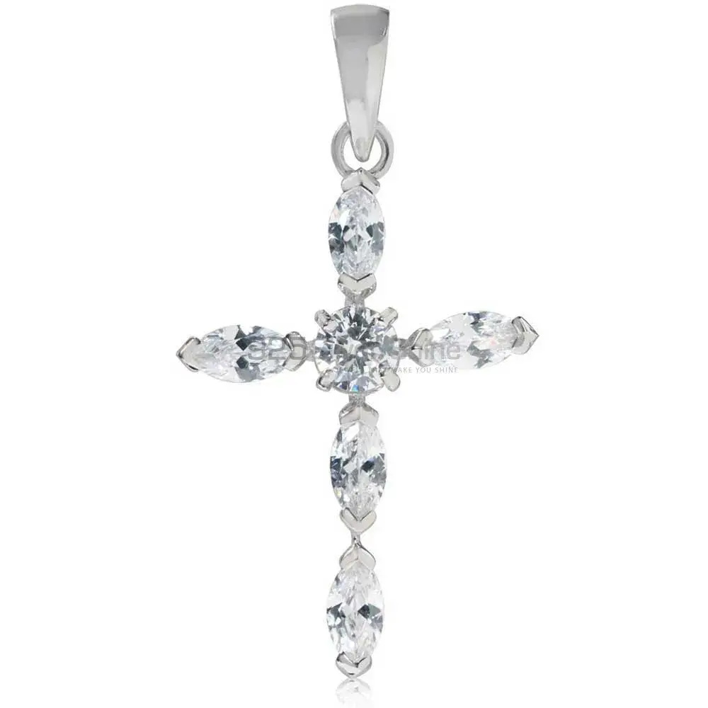 Best Quality 925 Fine Silver Pendants Suppliers In White Topaz Gemstone Jewelry 925SP04