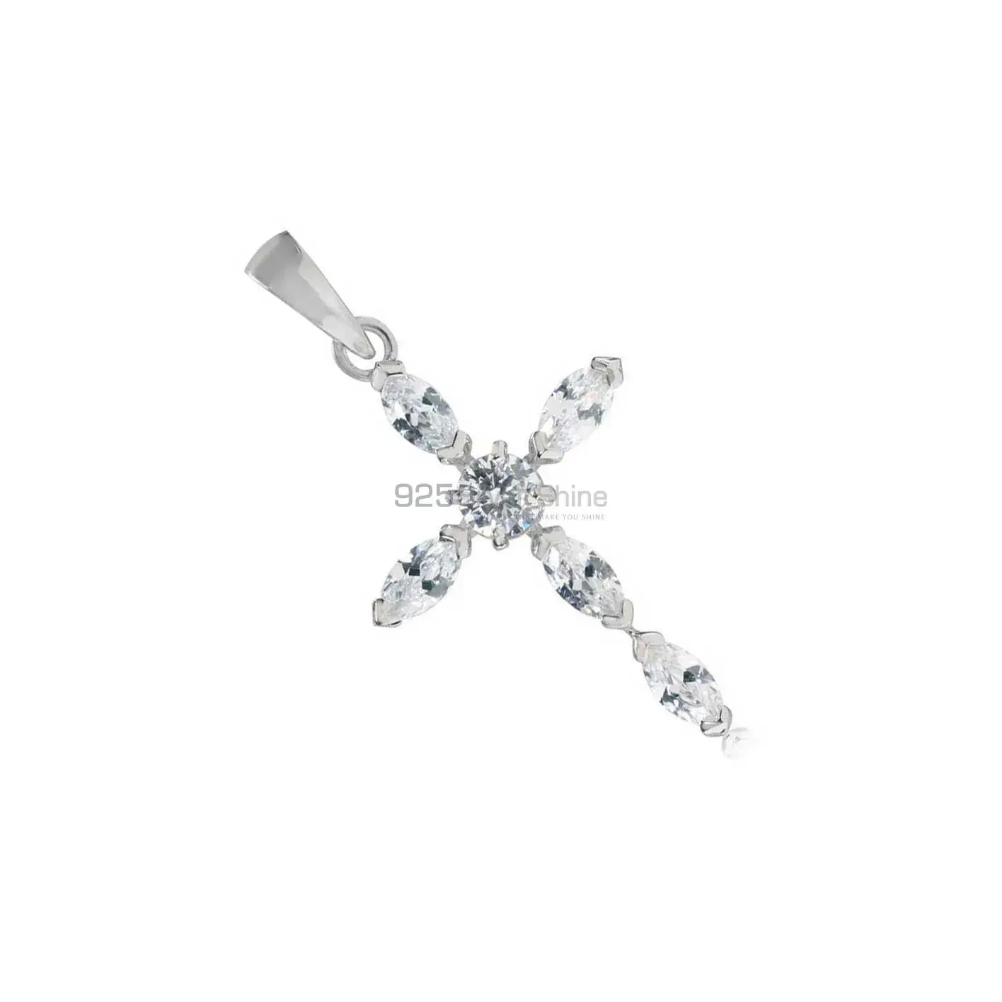 Best Quality 925 Fine Silver Pendants Suppliers In White Topaz Gemstone Jewelry 925SP04_1
