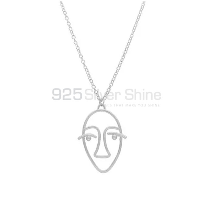 925 Silver Face Minimalist Necklace Jewelry FCMN101