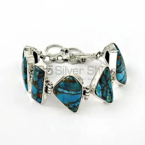Best Quality 925 Sterling Silver Bracelets in Copper Turquoise Gemstone 925SB398