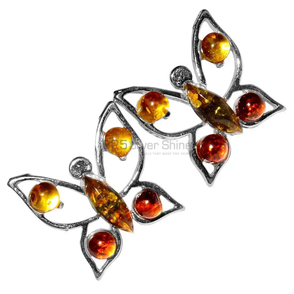 Best Quality 925 Sterling Silver Earrings In Amber Gemstone Jewelry 925SE2930