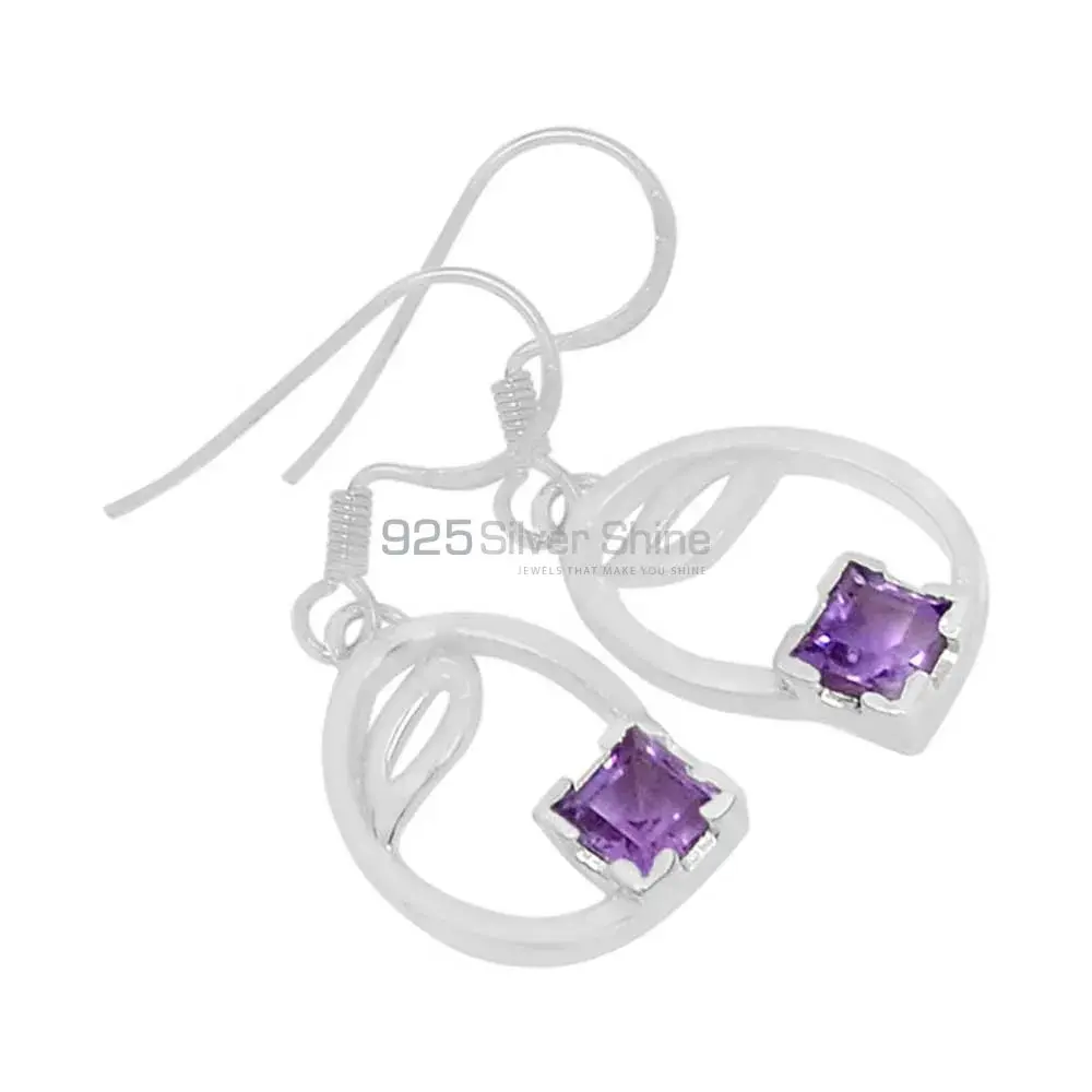 925 Sterling Silver Earrings In Amethyst Gemstone Jewelry 925SE581_0