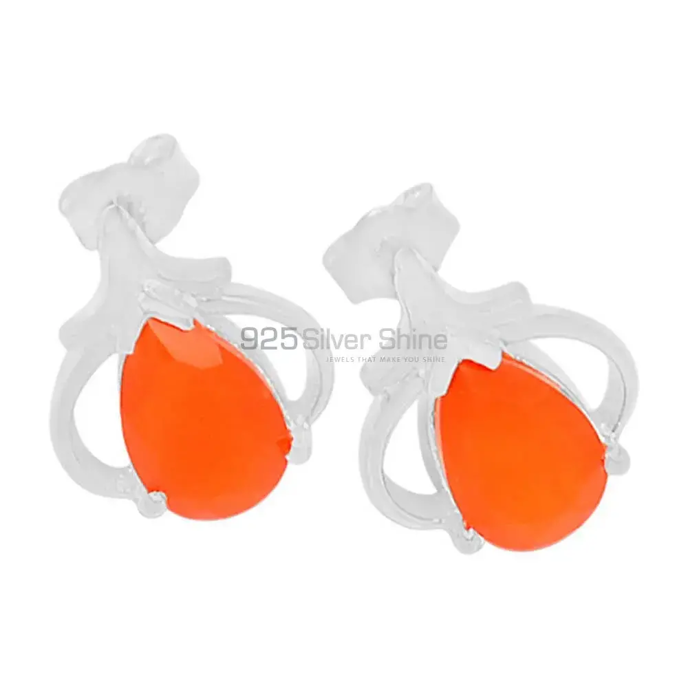 925 Sterling Silver Earrings In Carnelian Gemstone Jewelry 925SE423_0