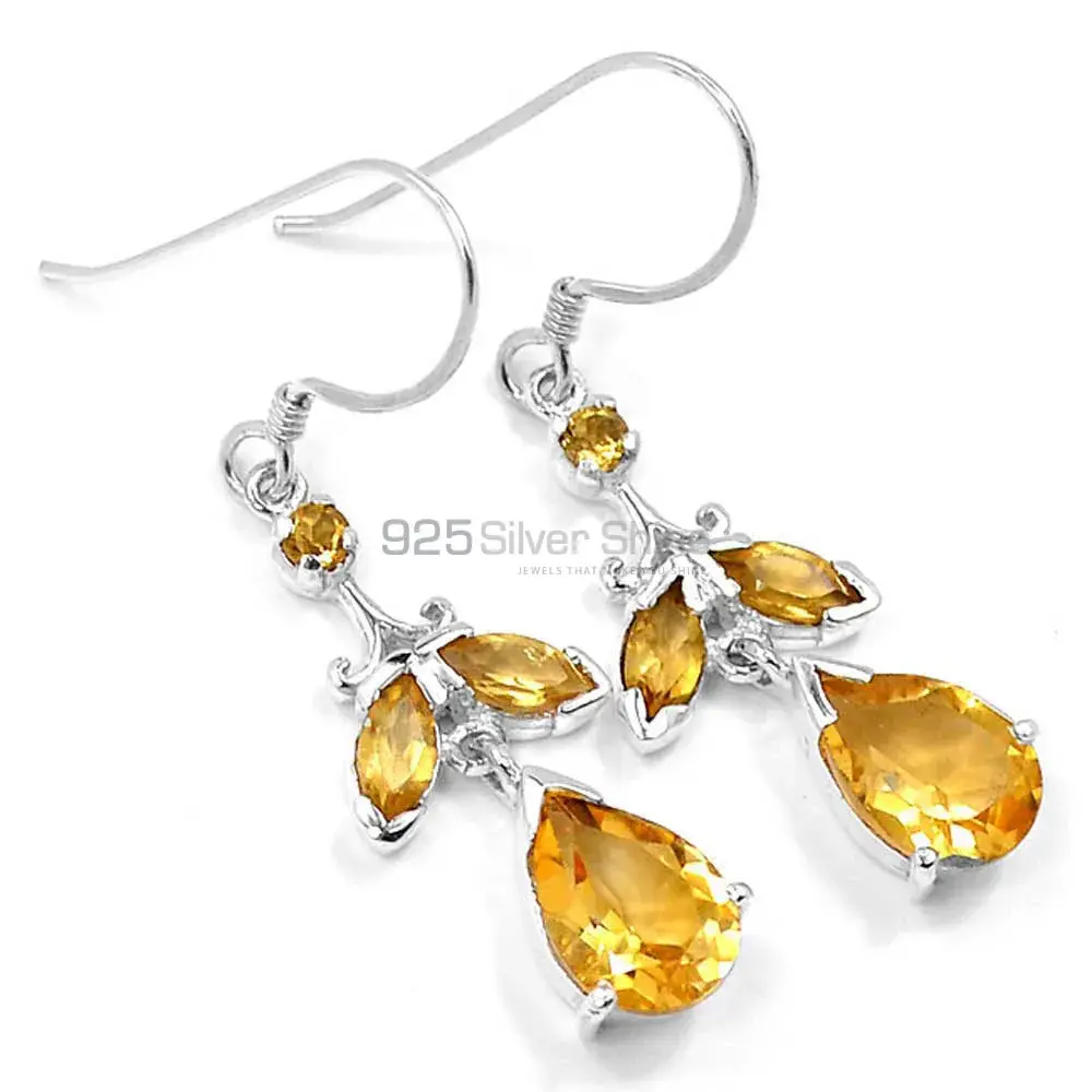 925 Sterling Silver Earrings In Citrine Gemstone Jewelry 925SE502_0