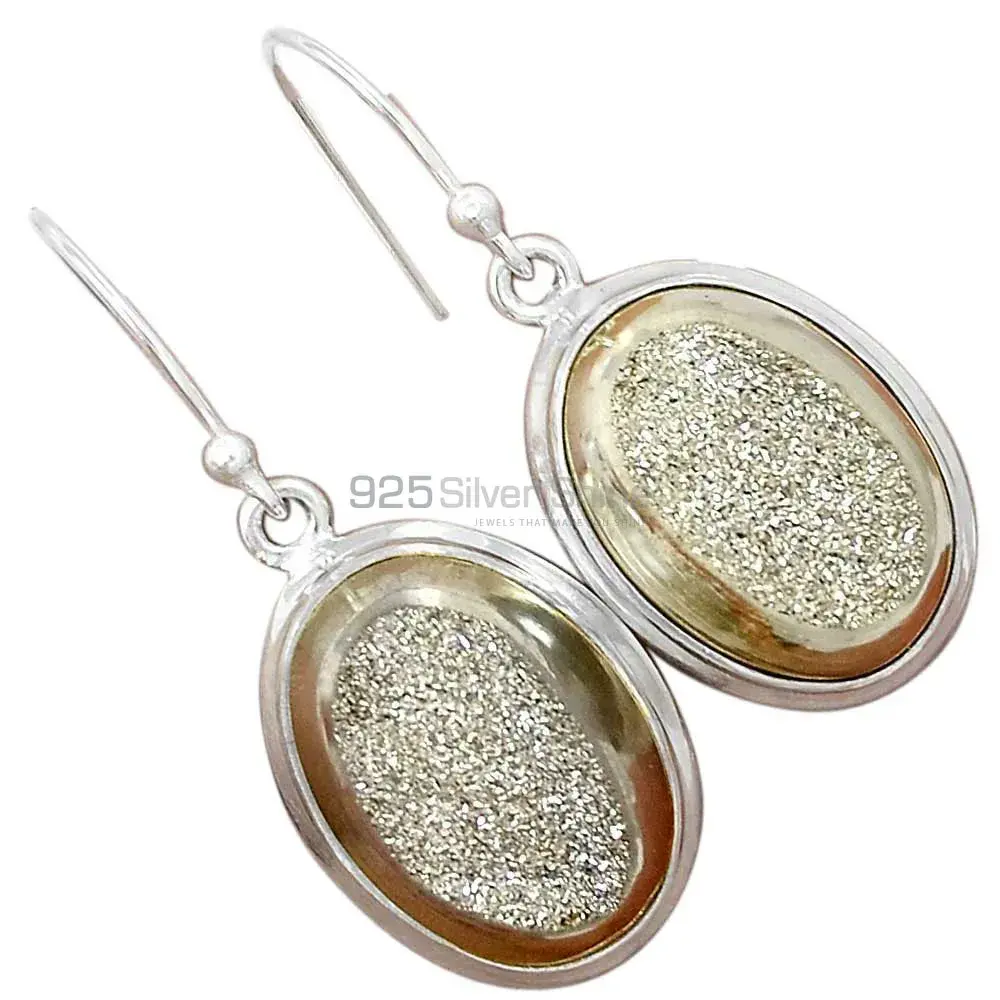 Best Quality 925 Sterling Silver Earrings In Druzy Gemstone Jewelry 925SE2375_1