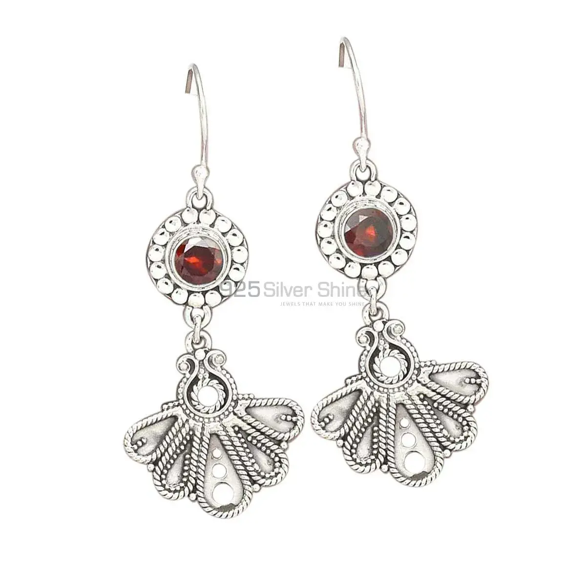 Best Quality 925 Sterling Silver Earrings In Garnet Gemstone Jewelry 925SE3088