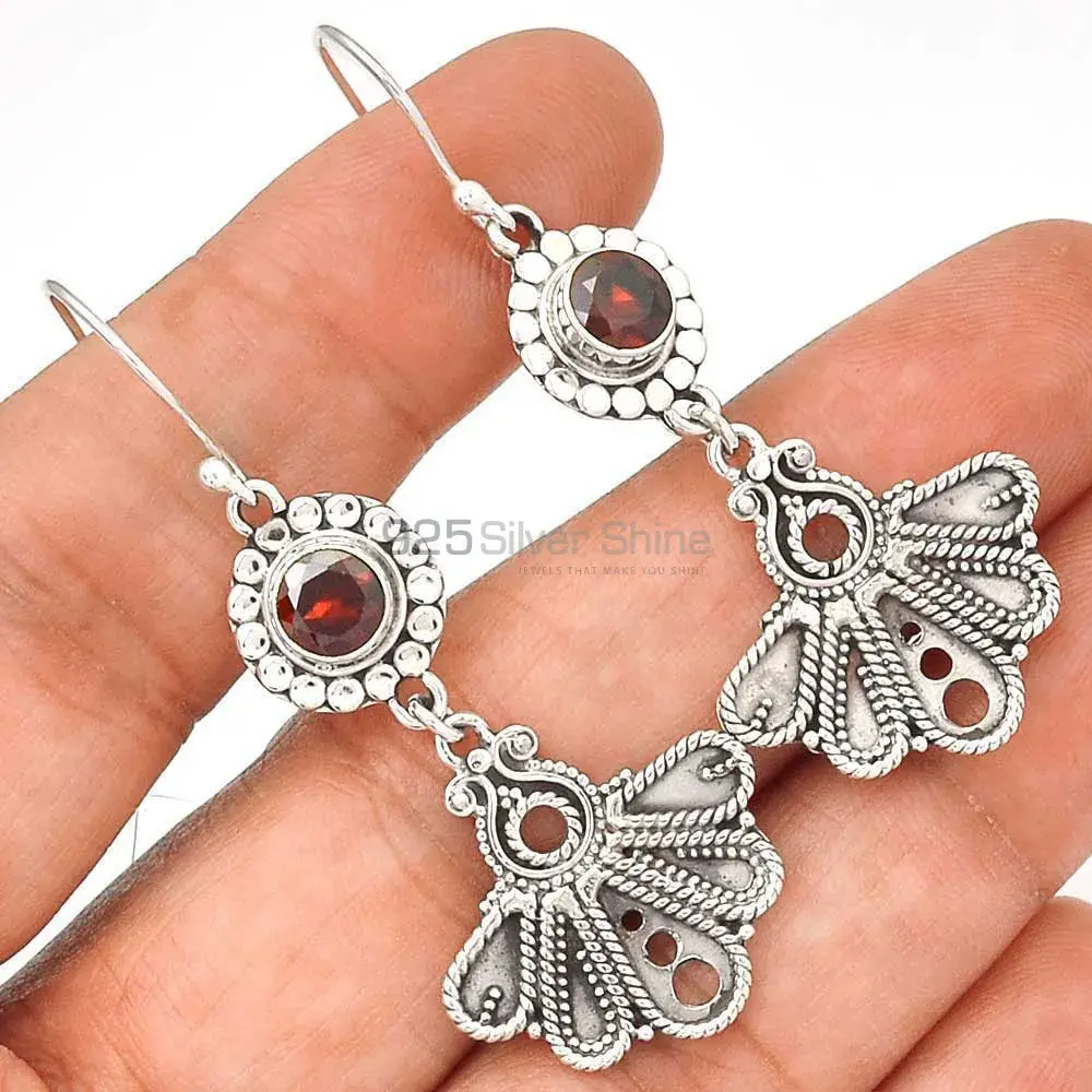Best Quality 925 Sterling Silver Earrings In Garnet Gemstone Jewelry 925SE3088_0