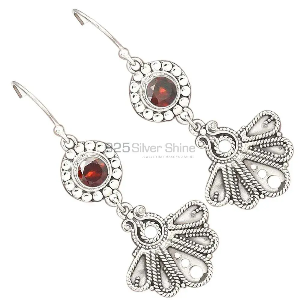 Best Quality 925 Sterling Silver Earrings In Garnet Gemstone Jewelry 925SE3088_1