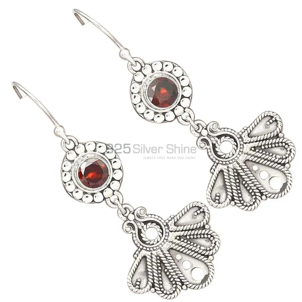 925 Sterling Silver Earrings In Garnet Gemstone Jewelry 925SE3088_1