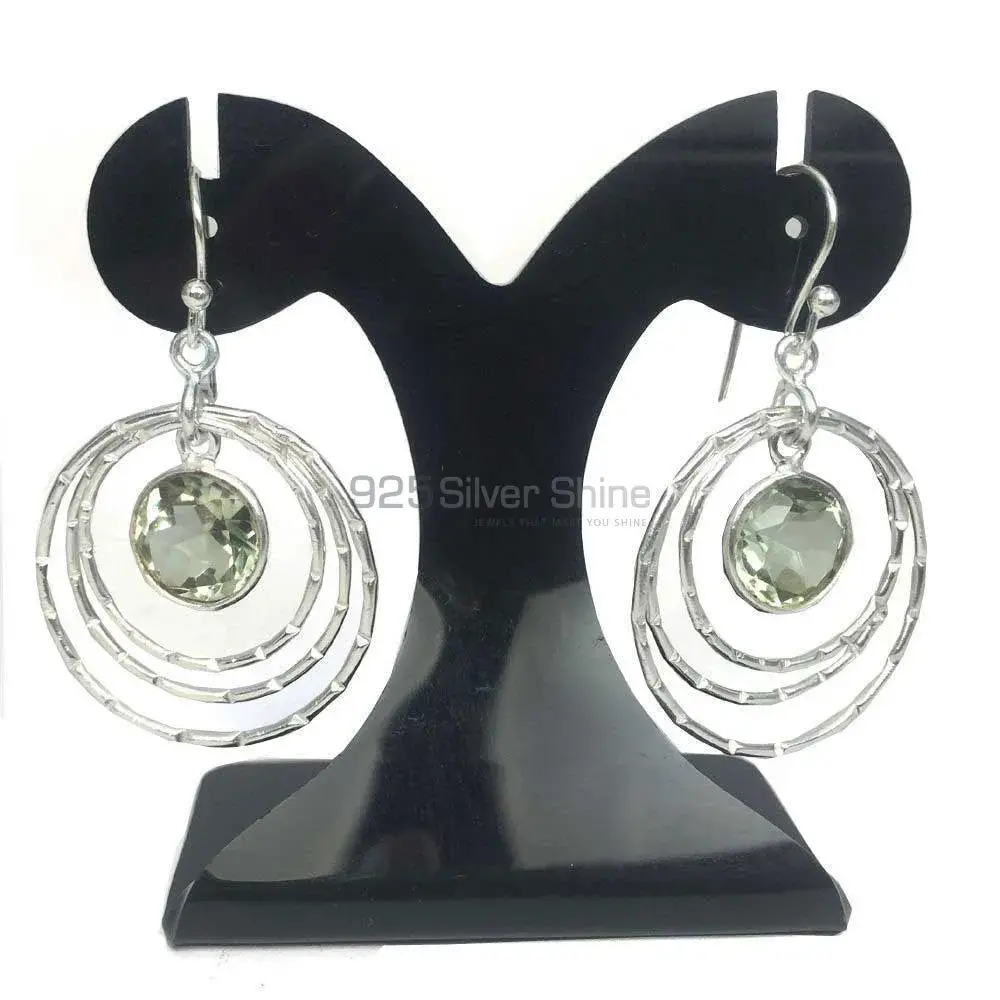 Best Quality 925 Sterling Silver Earrings In Green Amethyst Gemstone Jewelry 925SE1283