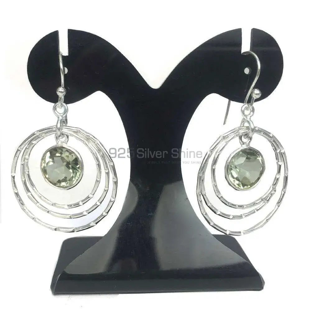 925 Sterling Silver Earrings In Green Amethyst Gemstone Jewelry 925SE1283_0