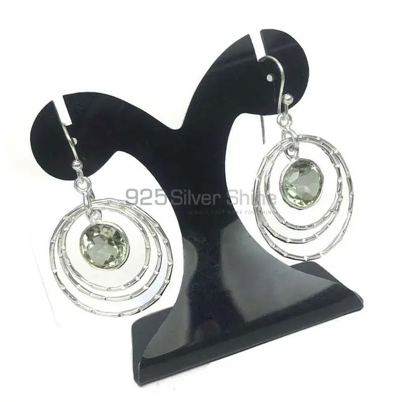 Best Quality 925 Sterling Silver Earrings In Green Amethyst Gemstone Jewelry 925SE1283_0