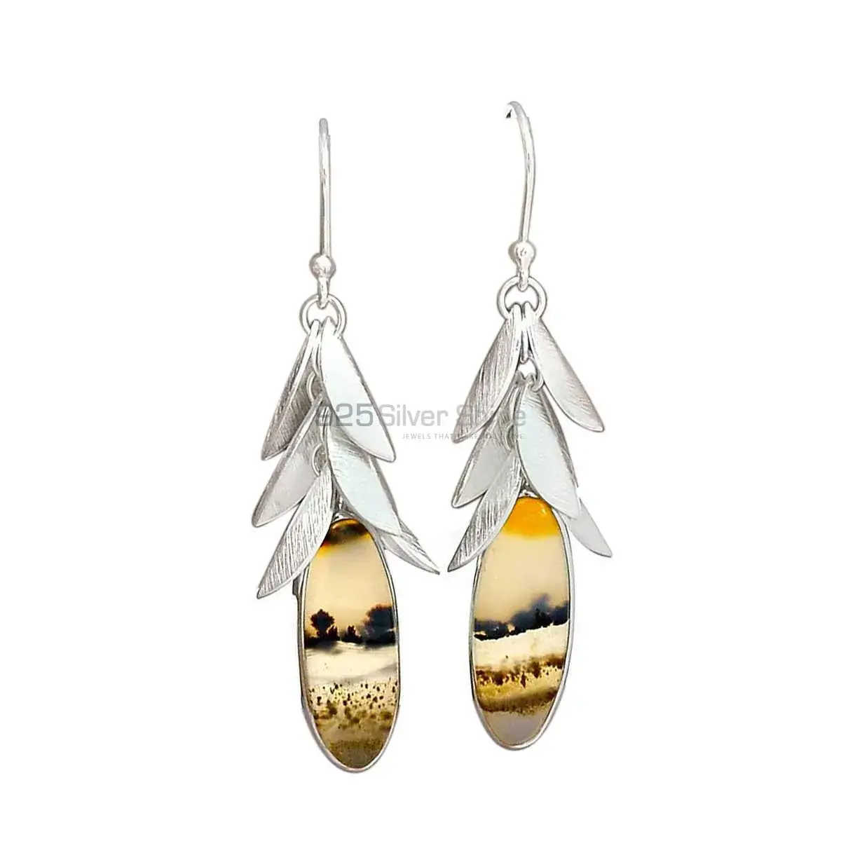 925 Sterling Silver Earrings In Montana Agate Gemstone Jewelry 925SE3009_0