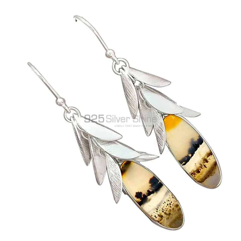 Best Quality 925 Sterling Silver Earrings In Montana Agate Gemstone Jewelry 925SE3009_0