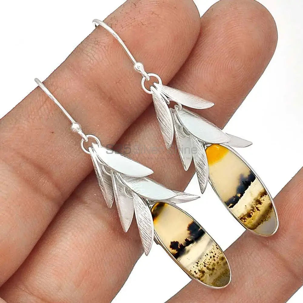 Best Quality 925 Sterling Silver Earrings In Montana Agate Gemstone Jewelry 925SE3009_1