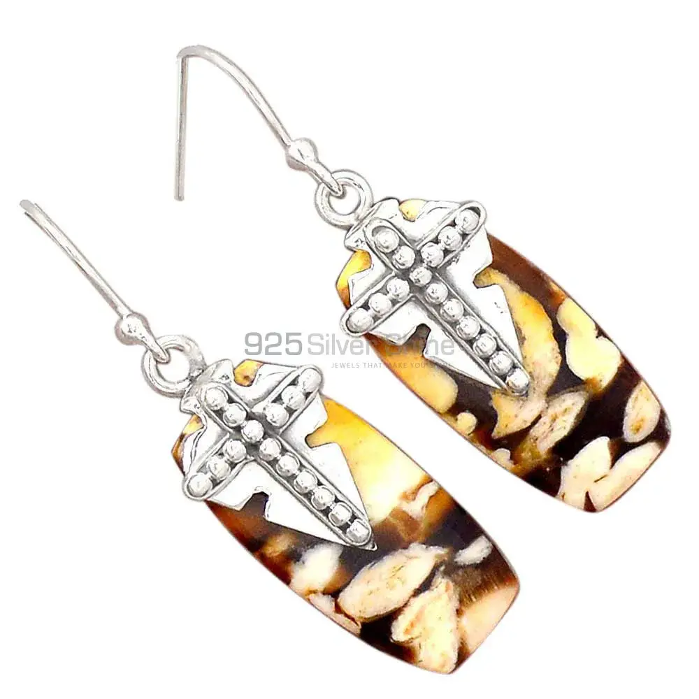 Best Quality 925 Sterling Silver Earrings In Peanut Wood Jasper Gemstone Jewelry 925SE2612_0