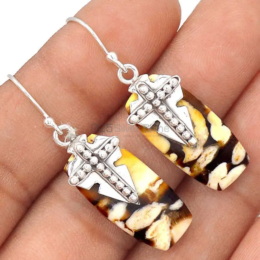 Best Quality 925 Sterling Silver Earrings In Peanut Wood Jasper Gemstone Jewelry 925SE2612_1