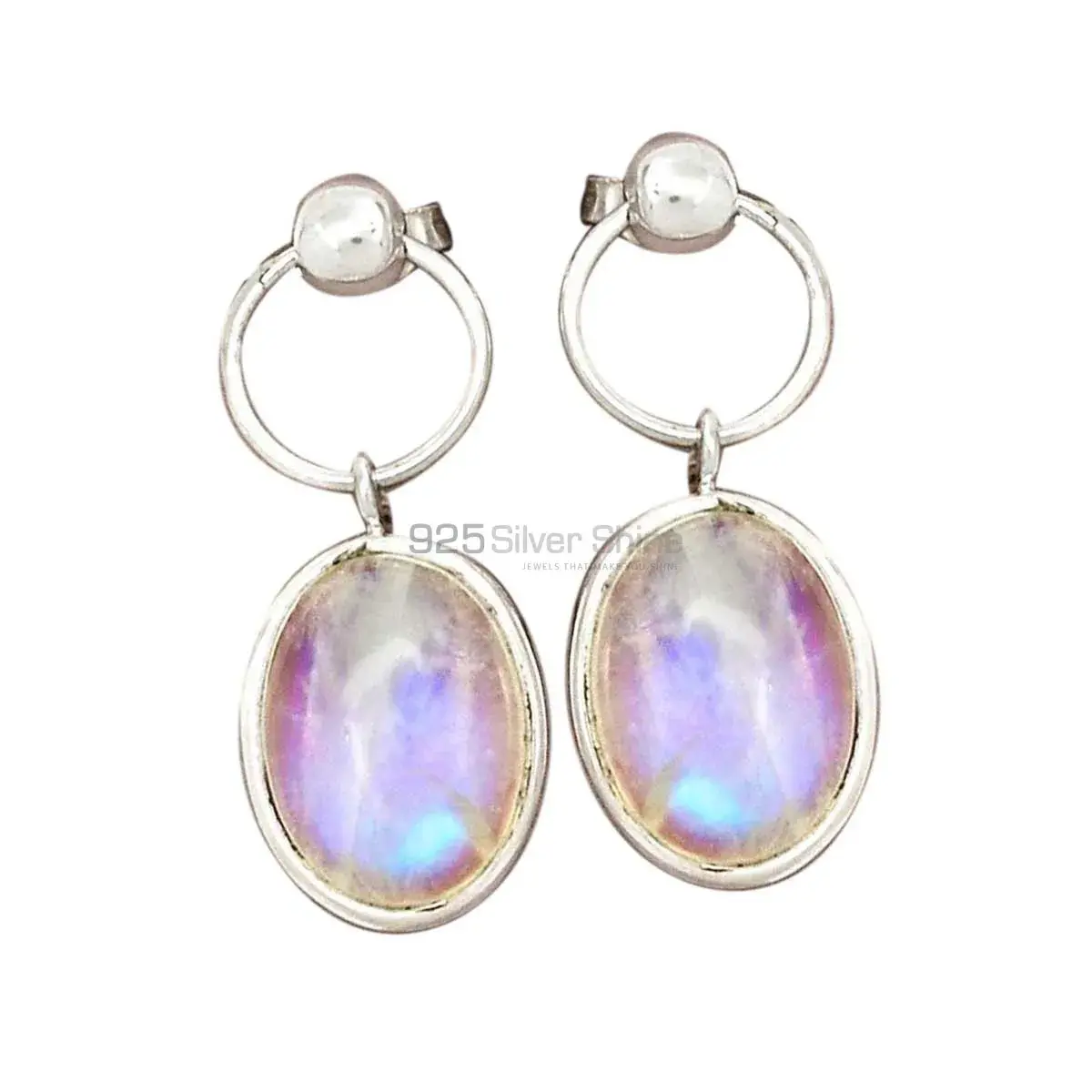 925 Sterling Silver Earrings In Rainbow Moonstone Jewelry 925SE2296_0