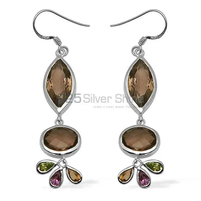 Best Quality 925 Sterling Silver Earrings In Smoky Quartz Gemstone Jewelry 925SE1055
